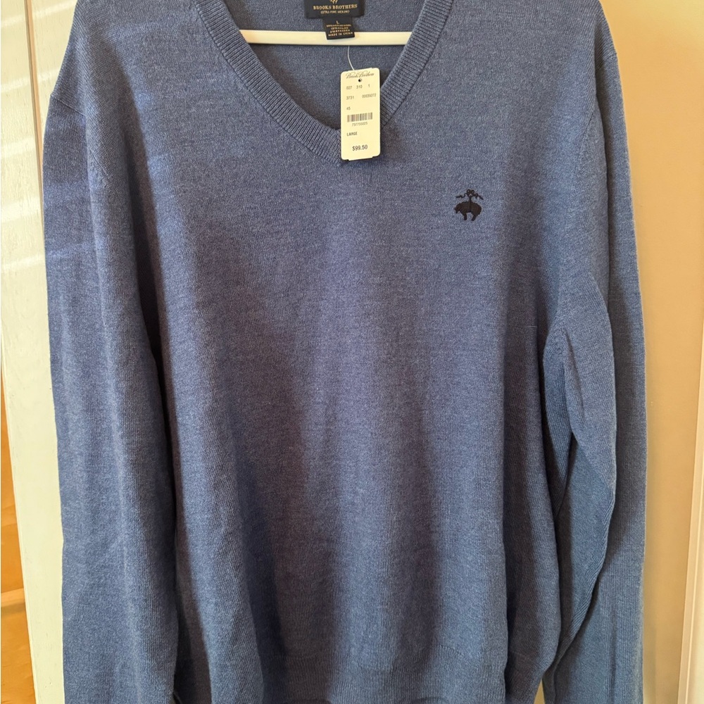 Brooks Brothers Men's Blue V-Neck Sweater